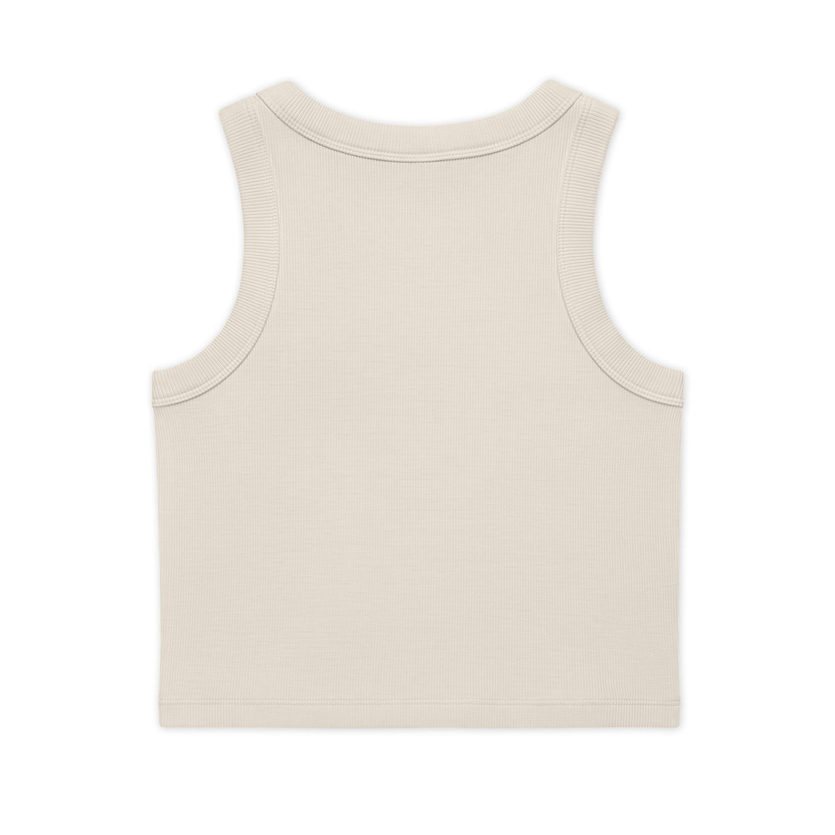 Organic Rib Crop Tank — "My Safe Word Is Feet in Straps" Pilates Skeleton Graphic