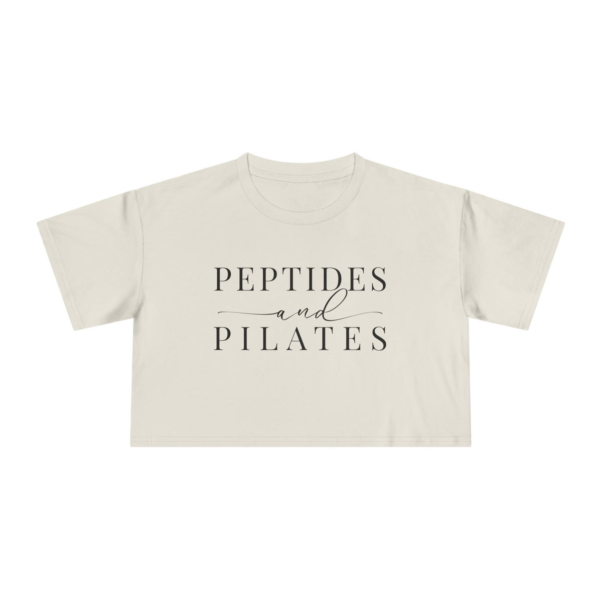 Peptides & Pilates Crop Top Shirt - Women's Cropped Tee, Minimal Fitness & Wellness Graphic Tee, Soft Cotton Gym & Lifestyle Top