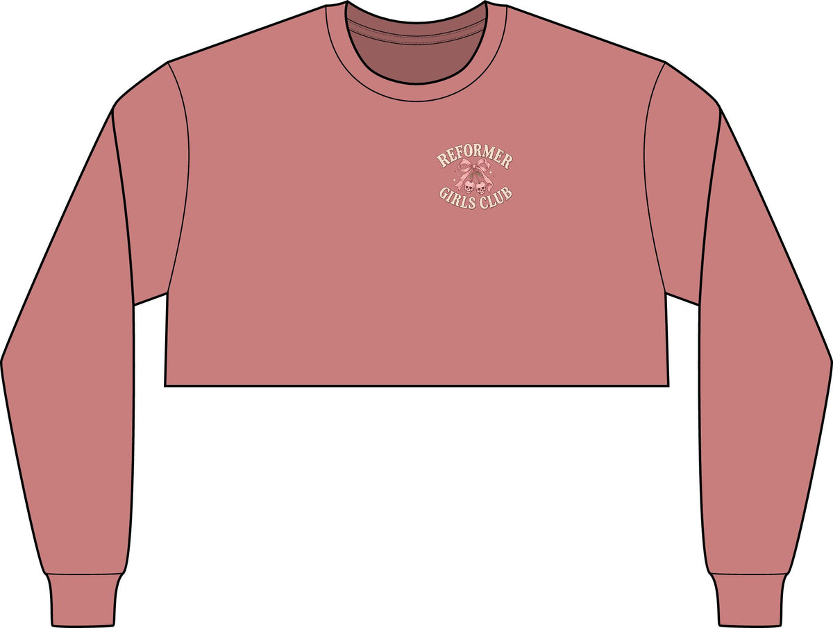 Cropped Long Sleeve Tee, Chest Logo