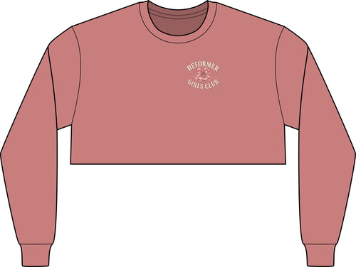 Cropped Long Sleeve Tee, Chest Logo