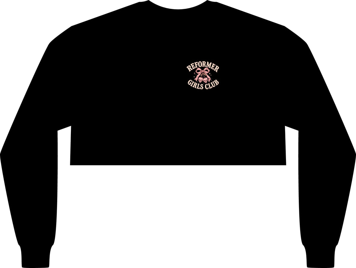 Cropped Long Sleeve Tee, Chest Logo