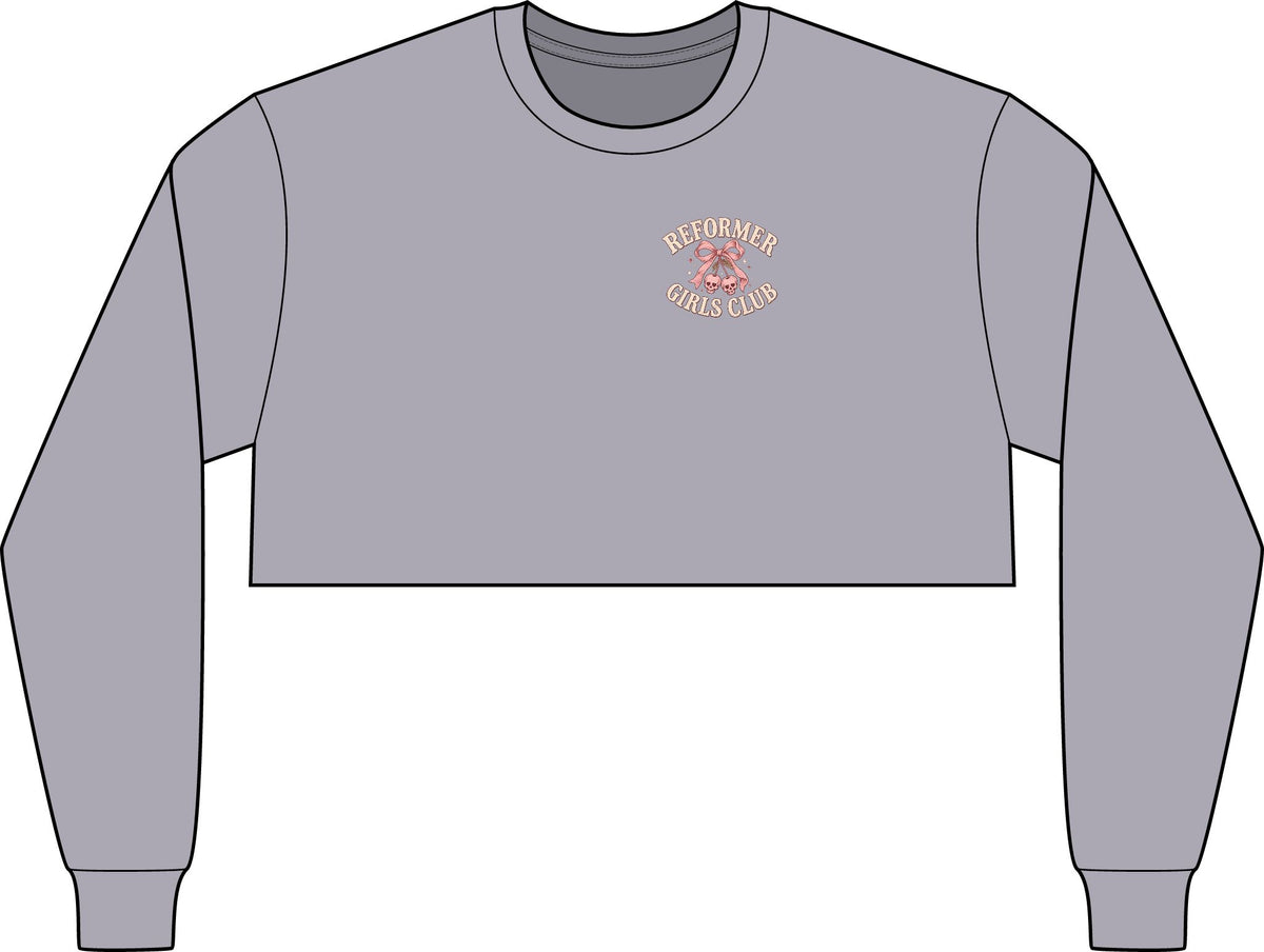 Cropped Long Sleeve Tee, Chest Logo