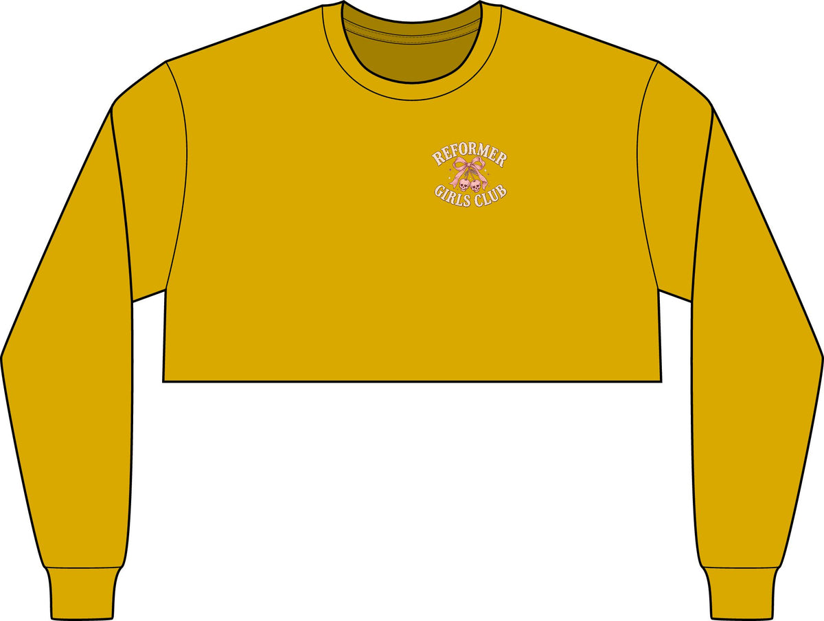 Cropped Long Sleeve Tee, Chest Logo