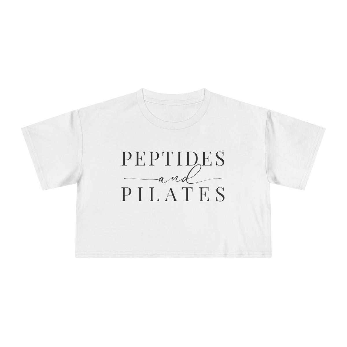Peptides & Pilates Crop Top Shirt - Women's Cropped Tee, Minimal Fitness & Wellness Graphic Tee, Soft Cotton Gym & Lifestyle Top