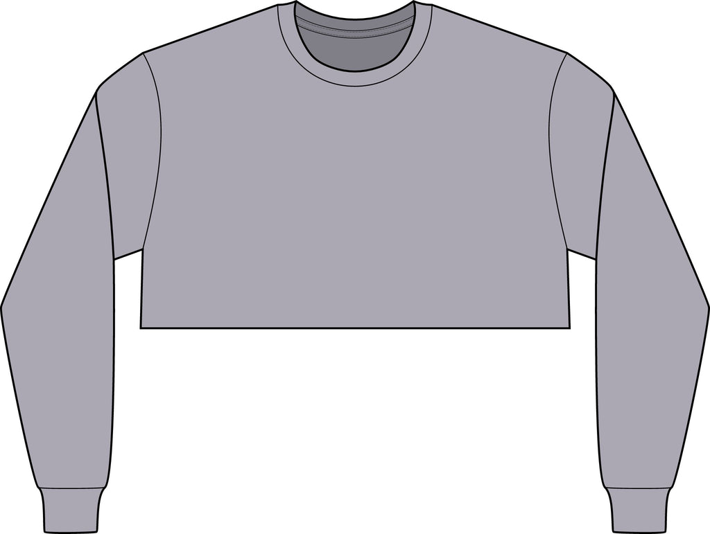 Cropped Long Sleeve Tee, Chest Logo