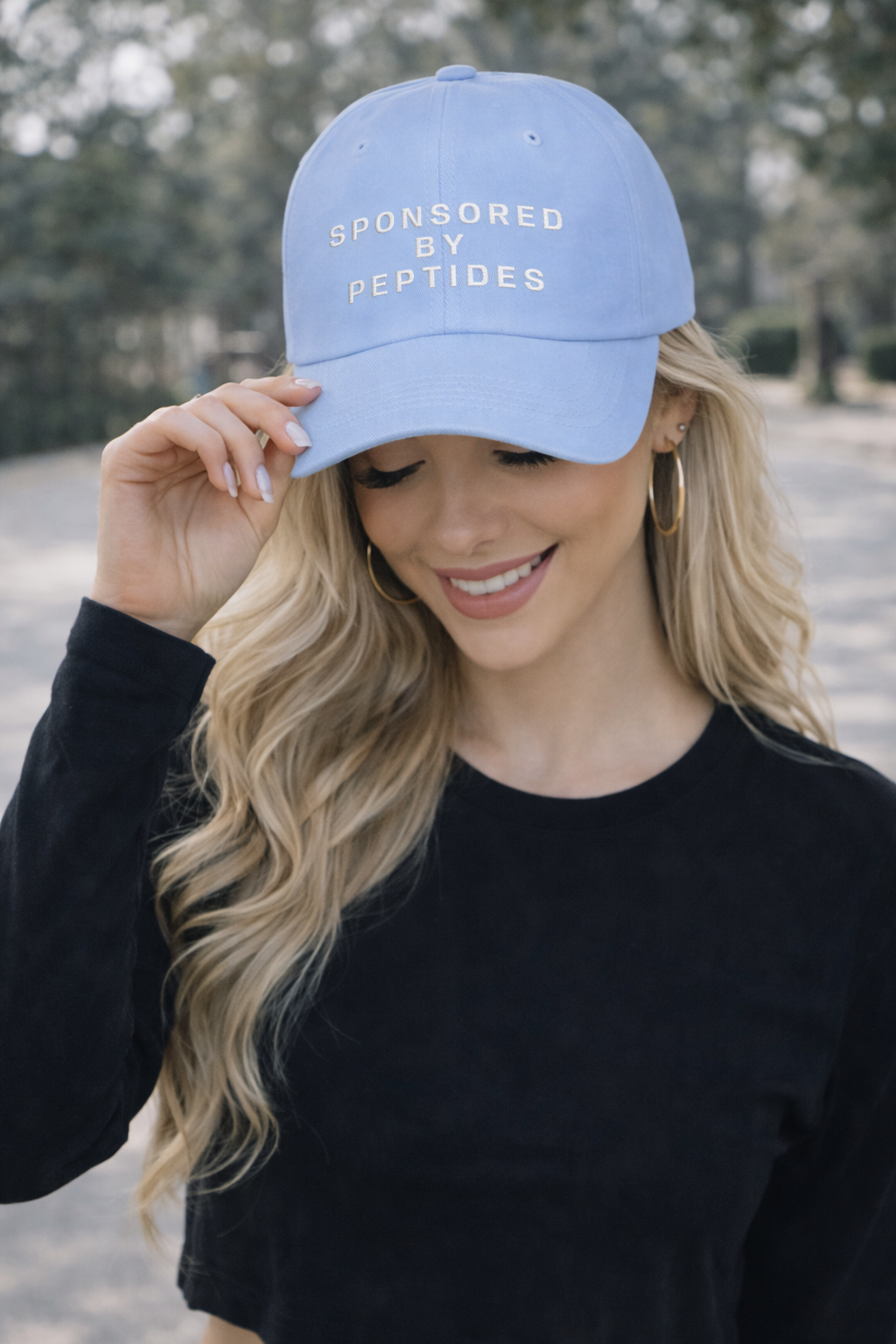 Sponsored by Peptides | Funny Baseball cap | Embroidery