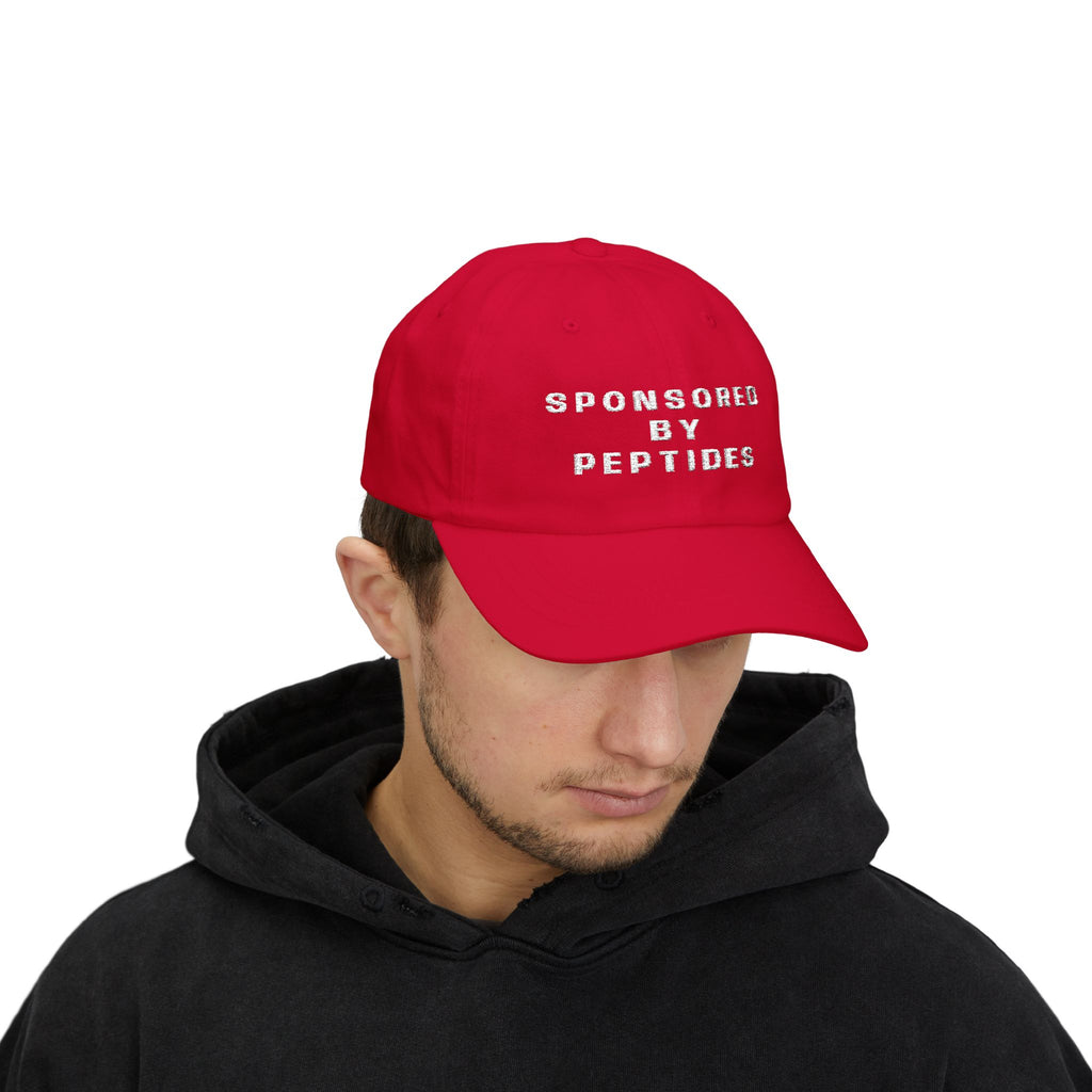 Sponsored by Peptides | Funny Baseball cap | Embroidery