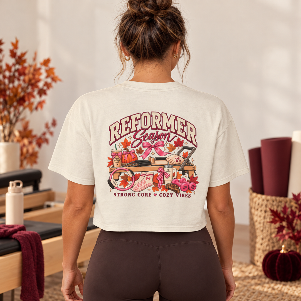 Reformer Season Crop Tee — Cozy Autumn Harvest Graphic