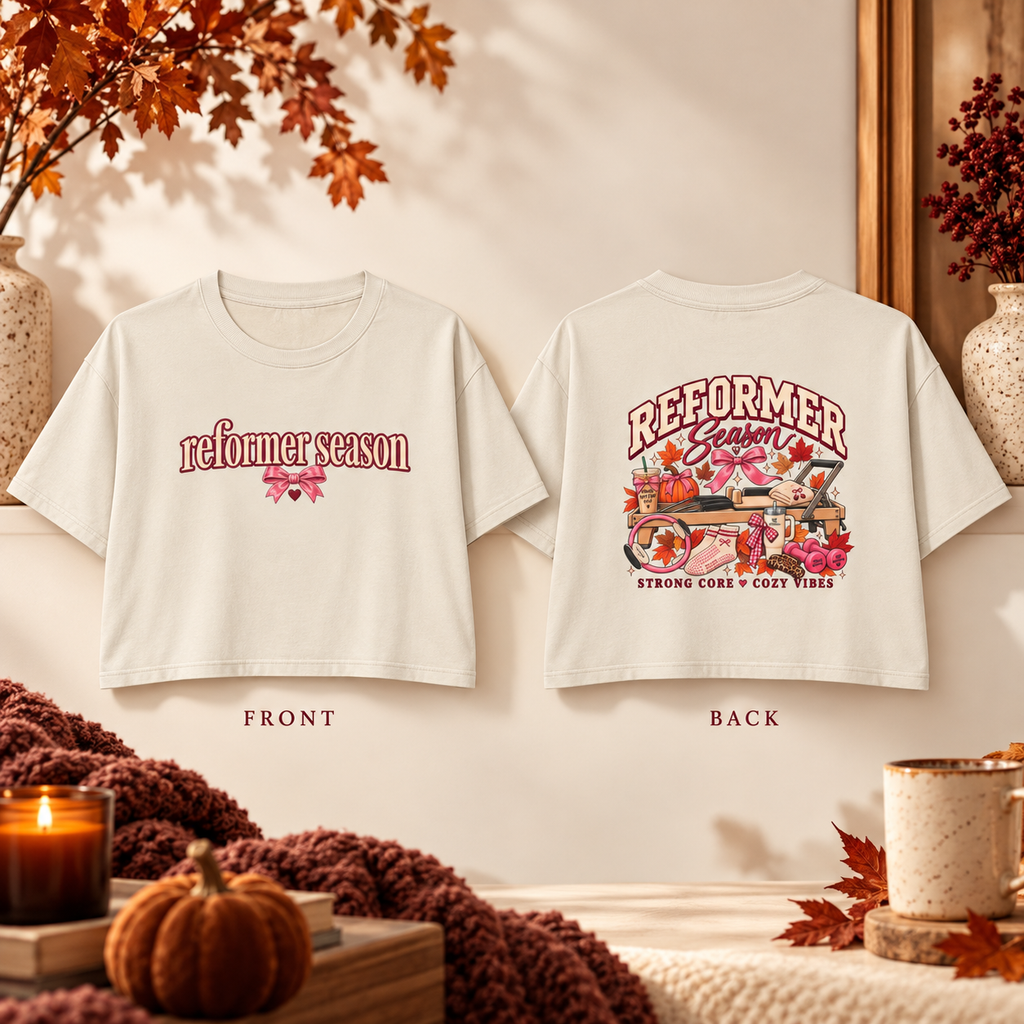 Reformer Season Crop Tee — Cozy Autumn Harvest Graphic