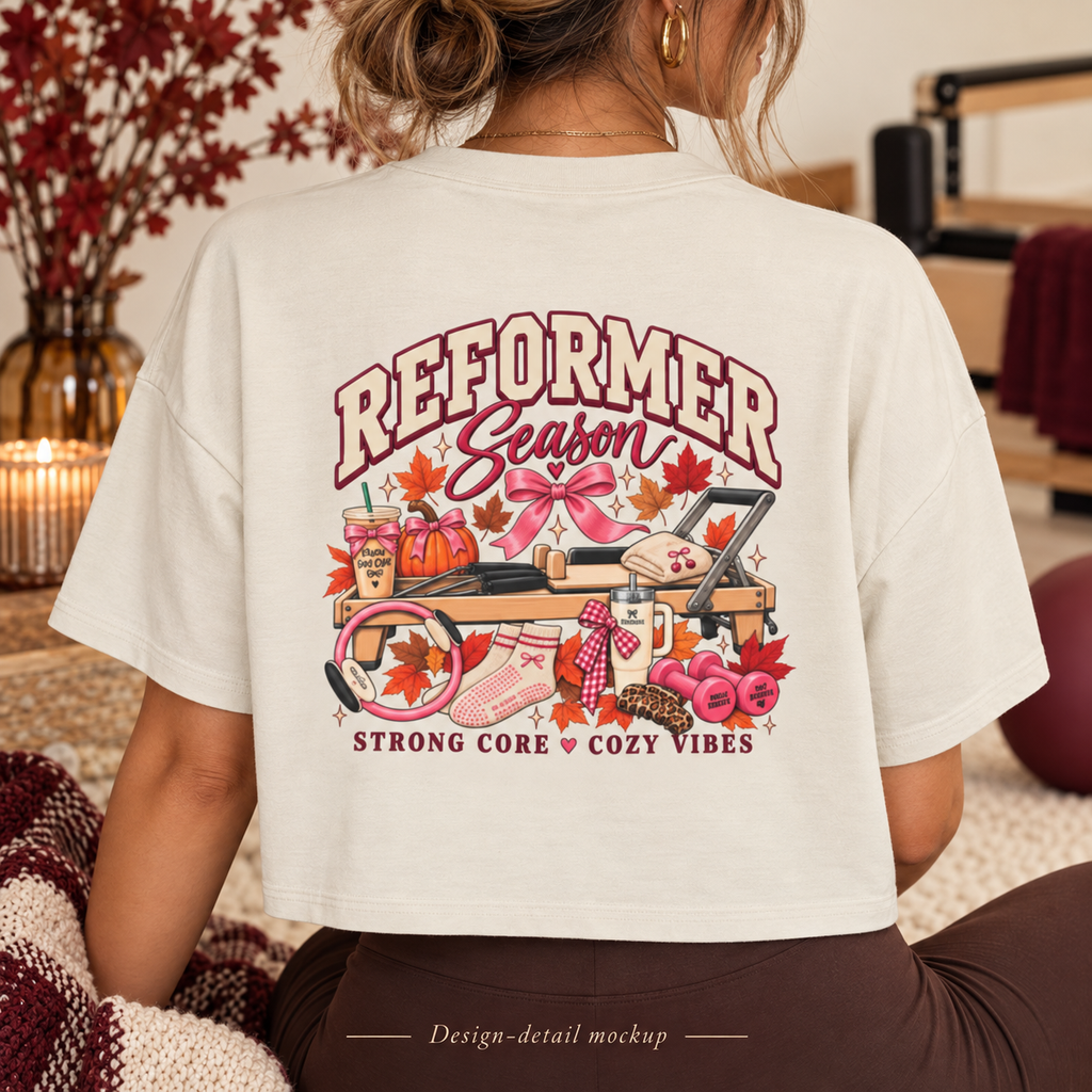 Reformer Season Crop Tee — Cozy Autumn Harvest Graphic