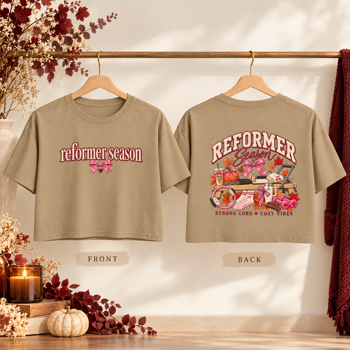 Reformer Season Crop Tee — Cozy Autumn Harvest Graphic