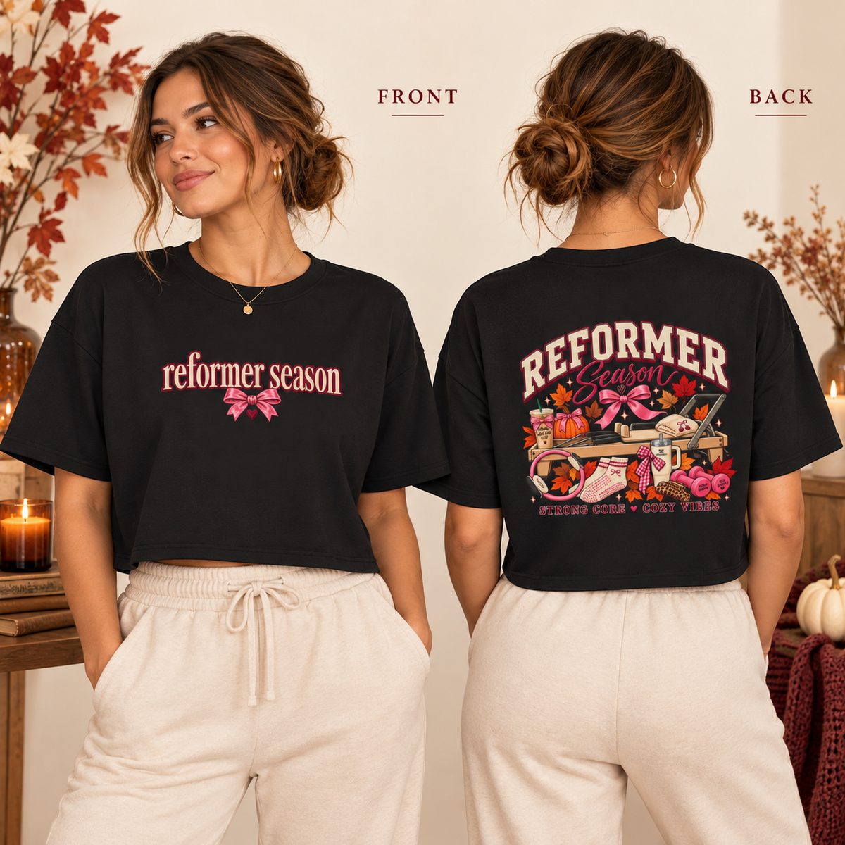 Reformer Season Crop Tee — Cozy Autumn Harvest Graphic