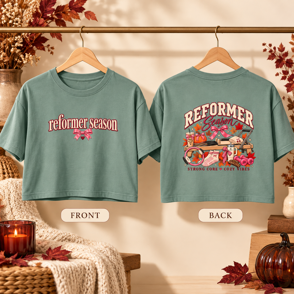 Reformer Season Crop Tee — Cozy Autumn Harvest Graphic