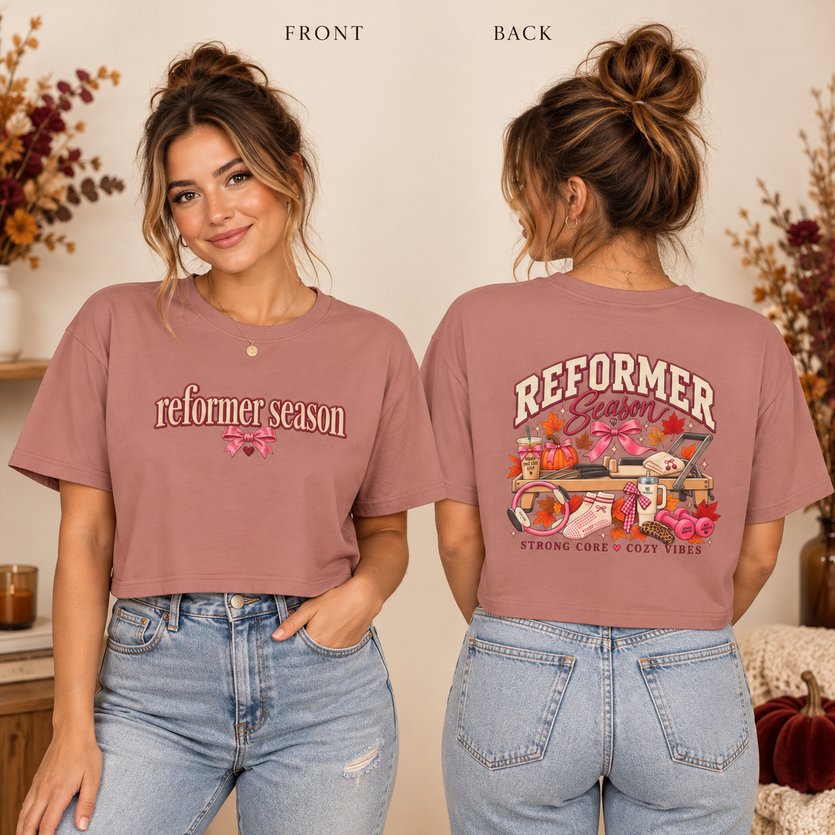 Reformer Season Crop Tee — Cozy Autumn Harvest Graphic