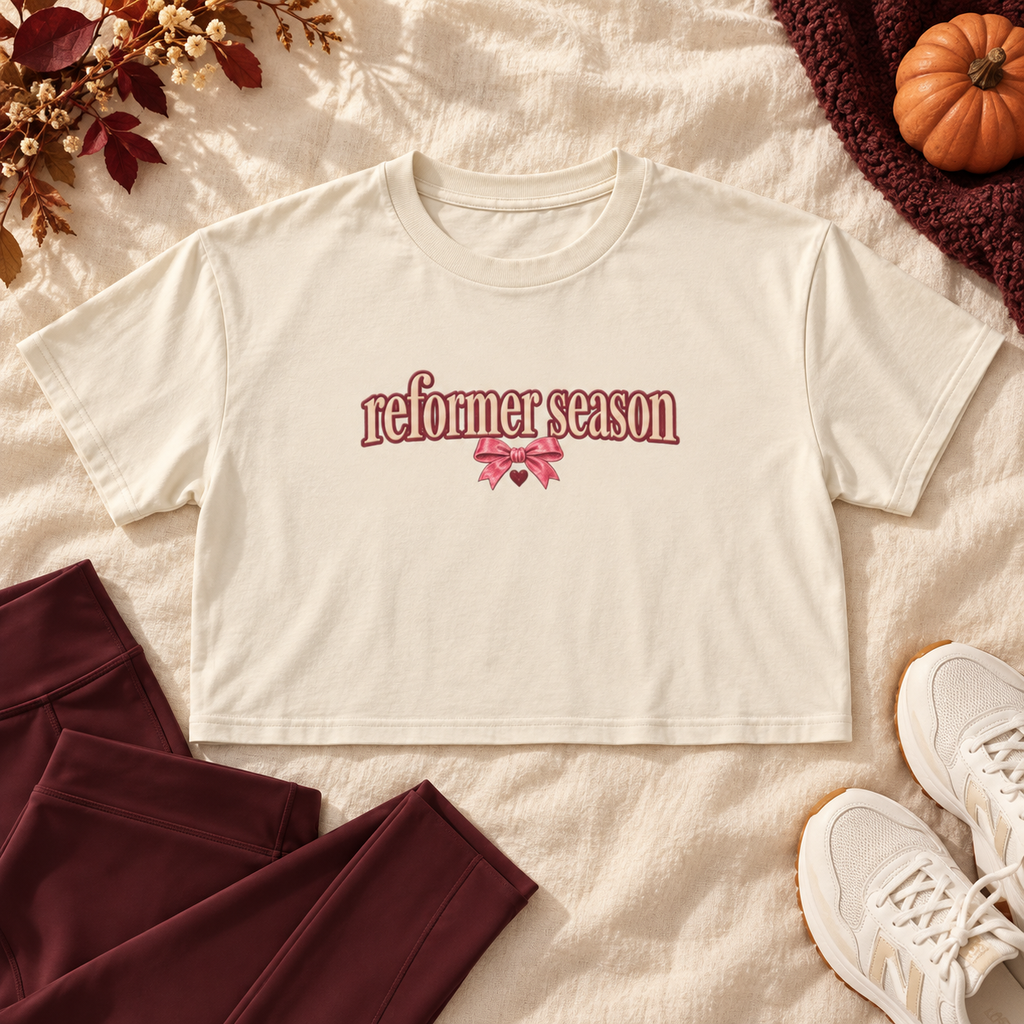 Reformer Season Crop Tee — Cozy Autumn Harvest Graphic
