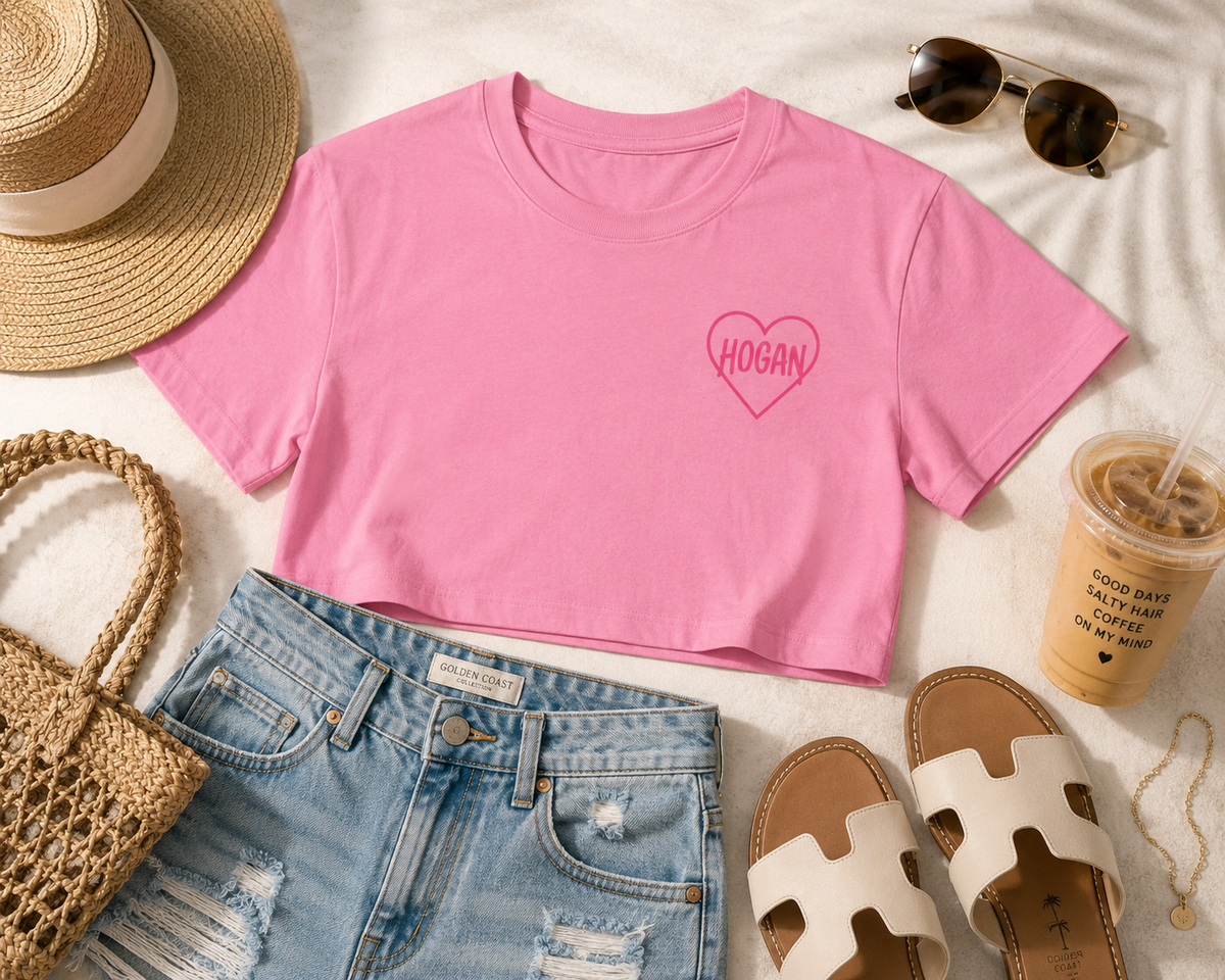 Women's Crop Tee — 'Real Legends Never Die' RIP Retro Pink Graphic