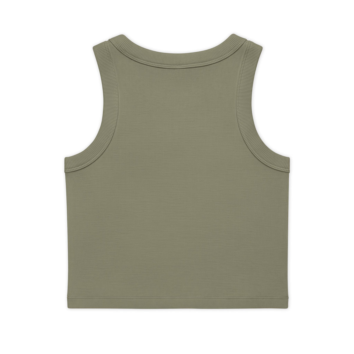 Organic Rib Crop Tank — "My Safe Word Is Feet in Straps" Pilates Skeleton Graphic