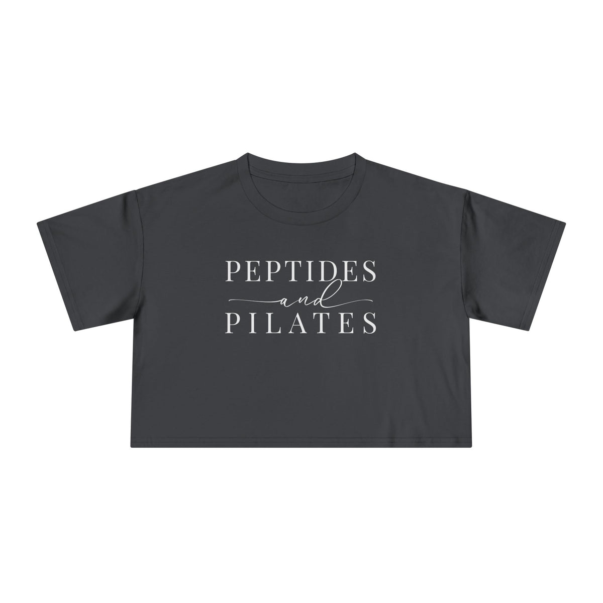 Peptides & Pilates Crop Top Shirt - Women's Cropped Tee, Minimal Fitness & Wellness Graphic Tee, Soft Cotton Gym & Lifestyle Top