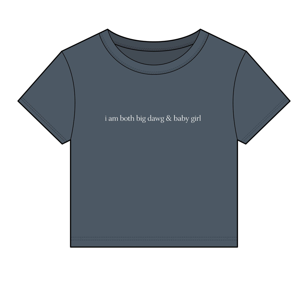 Libra Crop Tee — "i am both big dawg & baby girl" Micro Rib Women's Baby Tee