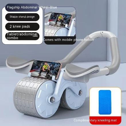 Ab roller with elbow support and digital timer for home gym