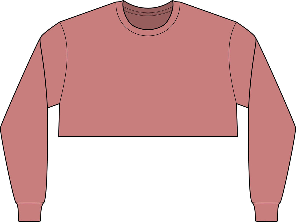 Cropped Long Sleeve Tee, Chest Artwork